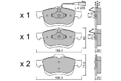 BPFI1027 AISIN Комплект тормозных колодок, дисковый тормоз