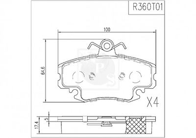 R360T01 NPS Комплект тормозных колодок, дисковый тормоз