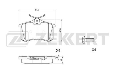 BS1039 ZEKKERT Комплект тормозных колодок, дисковый тормоз