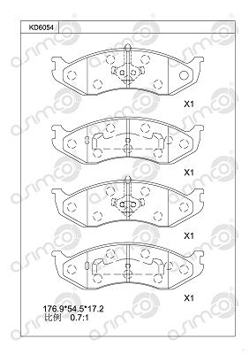 KD6054 ASIMCO Комплект тормозных колодок, дисковый тормоз