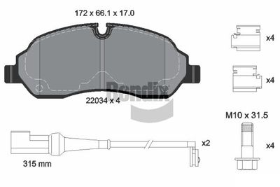 BPD1248 BENDIX Braking Комплект тормозных колодок, дисковый тормоз