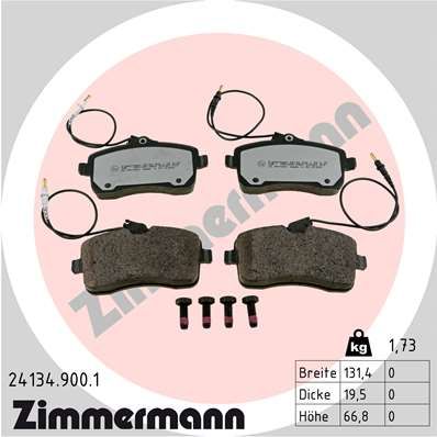 241349001 ZIMMERMANN Комплект тормозных колодок, дисковый тормоз