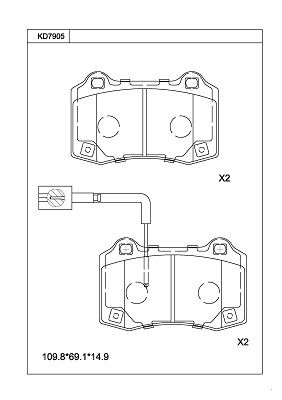 KD7905 ASIMCO Комплект тормозных колодок, дисковый тормоз