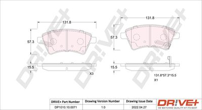 DP1010100071 Dr!ve+ Комплект тормозных колодок, дисковый тормоз