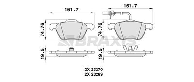 AB0289 BRAXIS Комплект тормозных колодок, дисковый тормоз