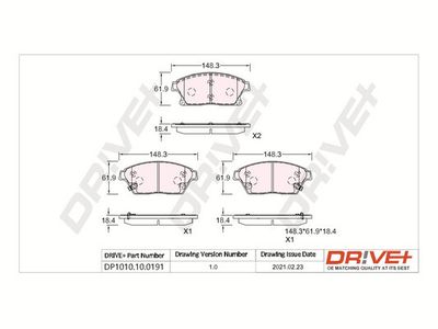 DP1010100191 Dr!ve+ Комплект тормозных колодок, дисковый тормоз