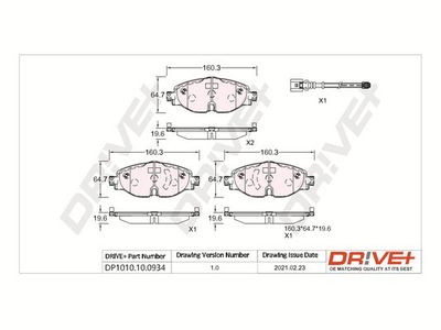 DP1010100934 Dr!ve+ Комплект тормозных колодок, дисковый тормоз