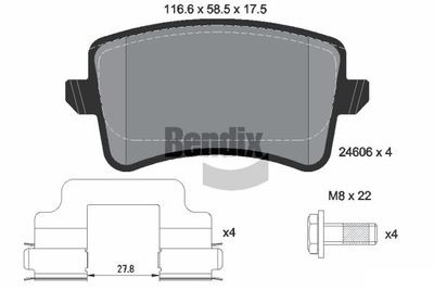 BPD1237 BENDIX Braking Комплект тормозных колодок, дисковый тормоз