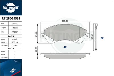 RT2PD19532 ROTINGER Комплект тормозных колодок, дисковый тормоз