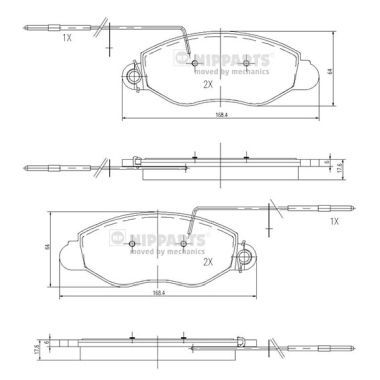 N3601104 NIPPARTS Комплект тормозных колодок, дисковый тормоз