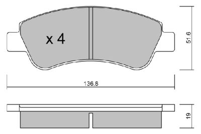 BPPE1005 AISIN Комплект тормозных колодок, дисковый тормоз