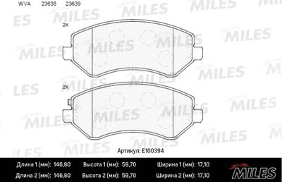 E100394 MILES Комплект тормозных колодок, дисковый тормоз