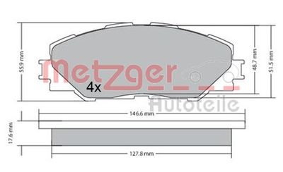 1170443 METZGER Комплект тормозных колодок, дисковый тормоз