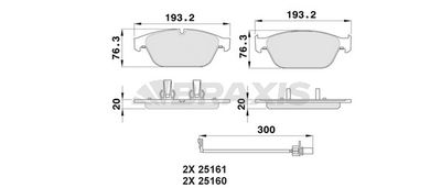 AB0502 BRAXIS Комплект тормозных колодок, дисковый тормоз