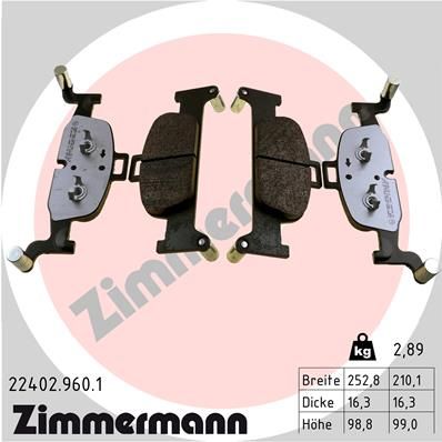 224029601 ZIMMERMANN Комплект тормозных колодок, дисковый тормоз