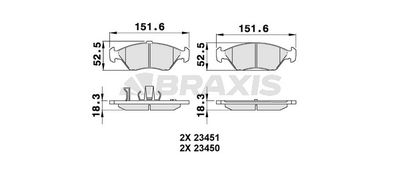 AB0495 BRAXIS Комплект тормозных колодок, дисковый тормоз