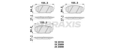 AA0443 BRAXIS Комплект тормозных колодок, дисковый тормоз