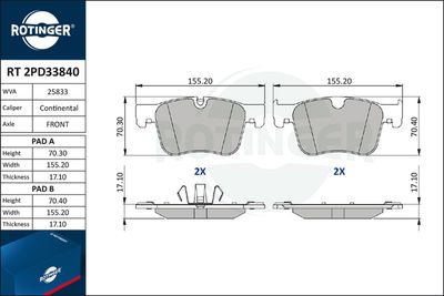 RT2PD33840 ROTINGER Комплект тормозных колодок, дисковый тормоз