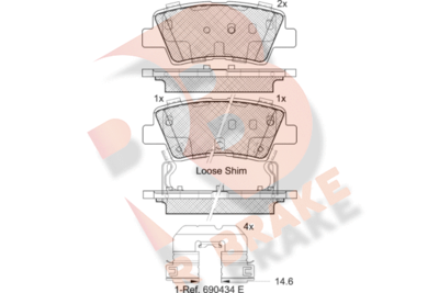 RB2036203 R BRAKE Комплект тормозных колодок, дисковый тормоз