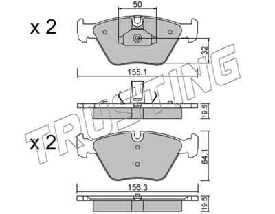 2165 TRUSTING Комплект тормозных колодок, дисковый тормоз