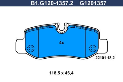 B1G12013572 GALFER Комплект тормозных колодок, дисковый тормоз