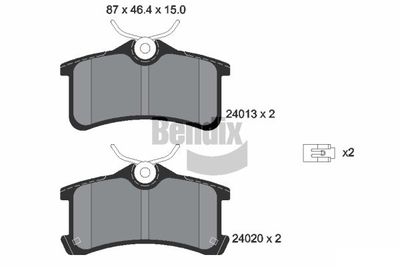 BPD2078 BENDIX Braking Комплект тормозных колодок, дисковый тормоз