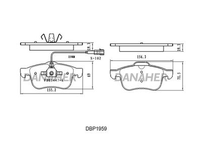 DBP1959 DANAHER Комплект тормозных колодок, дисковый тормоз