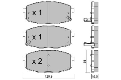 BPHY1003 AISIN Комплект тормозных колодок, дисковый тормоз