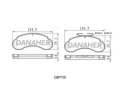 DBP735 DANAHER Комплект тормозных колодок, дисковый тормоз