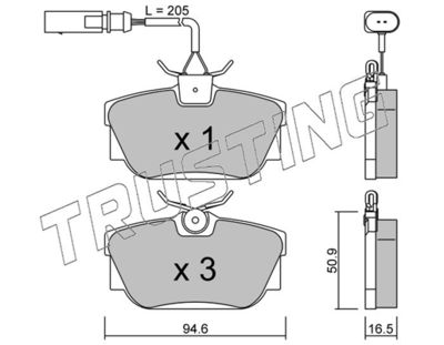 3551 TRUSTING Комплект тормозных колодок, дисковый тормоз