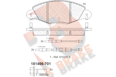 RB1406701 R BRAKE Комплект тормозных колодок, дисковый тормоз