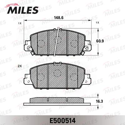 E500514 MILES Комплект тормозных колодок, дисковый тормоз