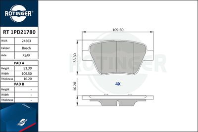 RT1PD21780 ROTINGER Комплект тормозных колодок, дисковый тормоз