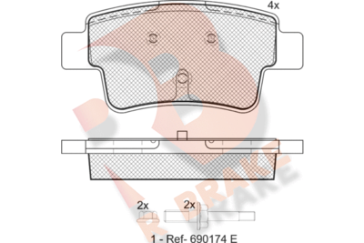 RB1740701 R BRAKE Комплект тормозных колодок, дисковый тормоз