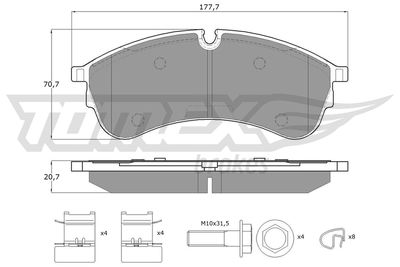 TX1859 TOMEX Brakes Комплект тормозных колодок, дисковый тормоз