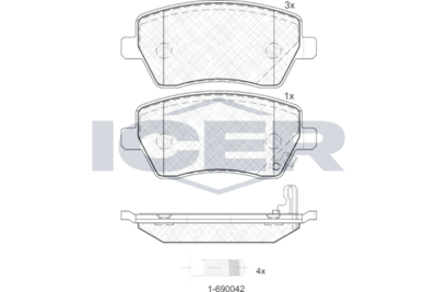181748 ICER Комплект тормозных колодок, дисковый тормоз