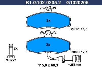 B1G10202052 GALFER Комплект тормозных колодок, дисковый тормоз