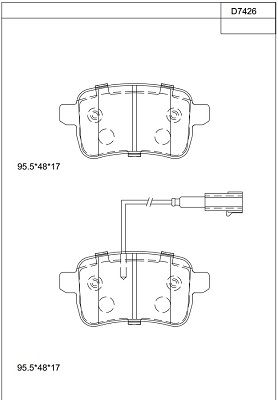 KD7426 ASIMCO Комплект тормозных колодок, дисковый тормоз