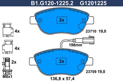 B1G12012252 GALFER Комплект тормозных колодок, дисковый тормоз