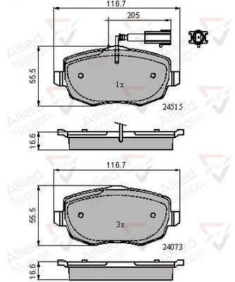 ADB11601 COMLINE Комплект тормозных колодок, дисковый тормоз