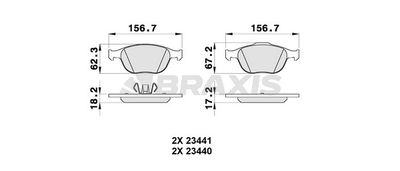 AA0124 BRAXIS Комплект тормозных колодок, дисковый тормоз