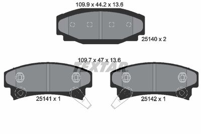 2514001 TEXTAR Комплект тормозных колодок, дисковый тормоз