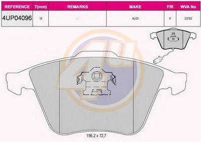 4UP04096 4u Комплект тормозных колодок, дисковый тормоз