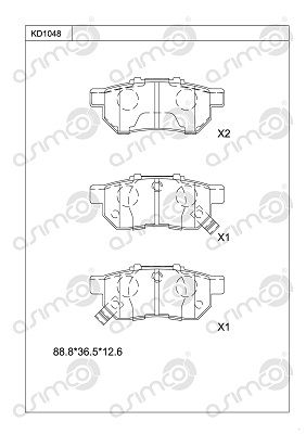 KD1048 ASIMCO Комплект тормозных колодок, дисковый тормоз