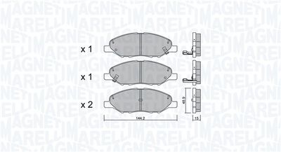 363916060971 MAGNETI MARELLI Комплект тормозных колодок, дисковый тормоз