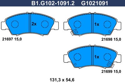 B1G10210912 GALFER Комплект тормозных колодок, дисковый тормоз