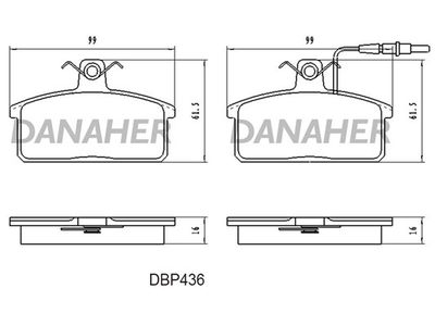 DBP436 DANAHER Комплект тормозных колодок, дисковый тормоз