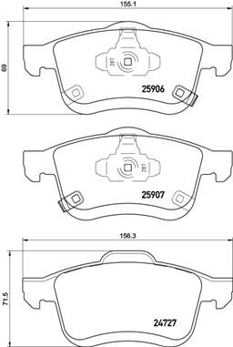 P23155 BREMBO Комплект тормозных колодок, дисковый тормоз