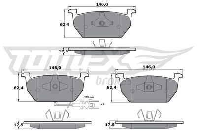 TX1703 TOMEX Brakes Комплект тормозных колодок, дисковый тормоз