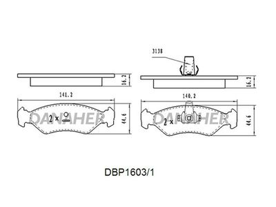 DBP16031 DANAHER Комплект тормозных колодок, дисковый тормоз